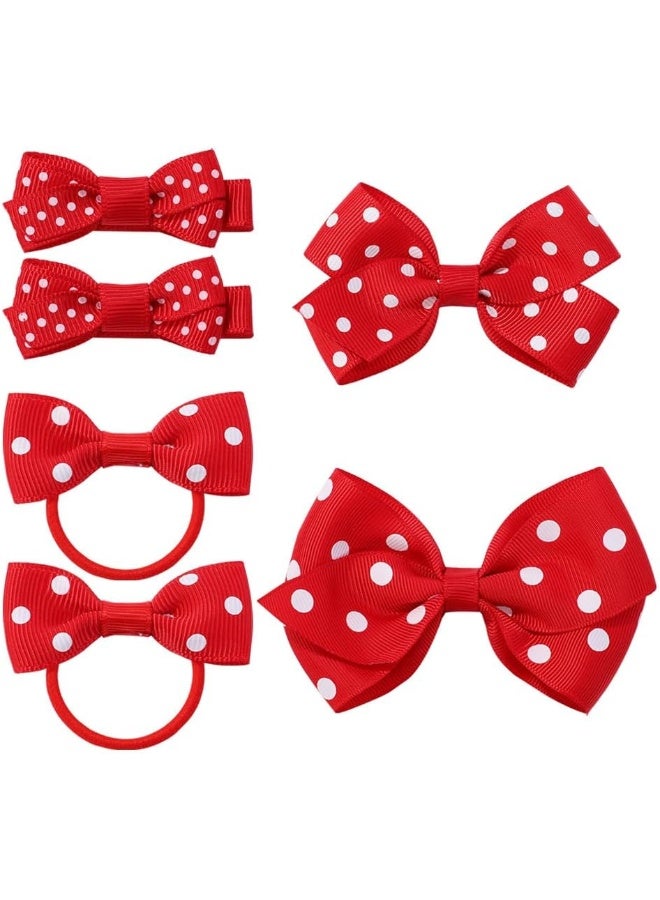 BBTDIN Polka Dot Hair Bow Baby Girls Polka Dot Hair Clips Infant Toddler Polka Dot Hair Tie BBG89 (Red Polka Dot) - Image 2