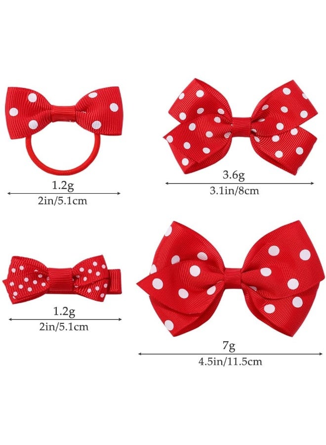 BBTDIN Polka Dot Hair Bow Baby Girls Polka Dot Hair Clips Infant Toddler Polka Dot Hair Tie BBG89 (Red Polka Dot) - Image 3