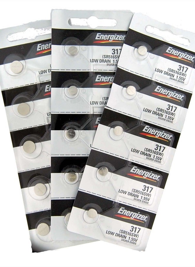 Energizer 15 Energizer 317 Button Cell Silver Oxide SR516SW Watch Battery Pack of 5 Batteries