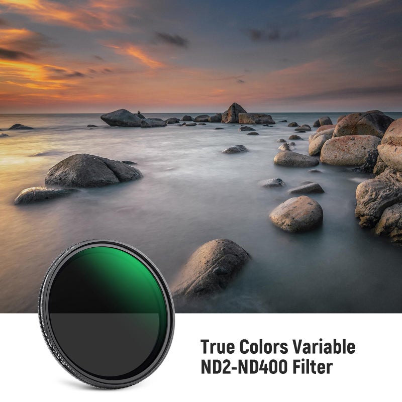 NEEWER 67mm True Color Variable ND2-ND400 Filter, Hard Stops Adjustable Neutral Density VND Filter with Multi Coated HD Optical Glass/Aluminum Frame/Water Repellent/Scratch Resistant - Image 2