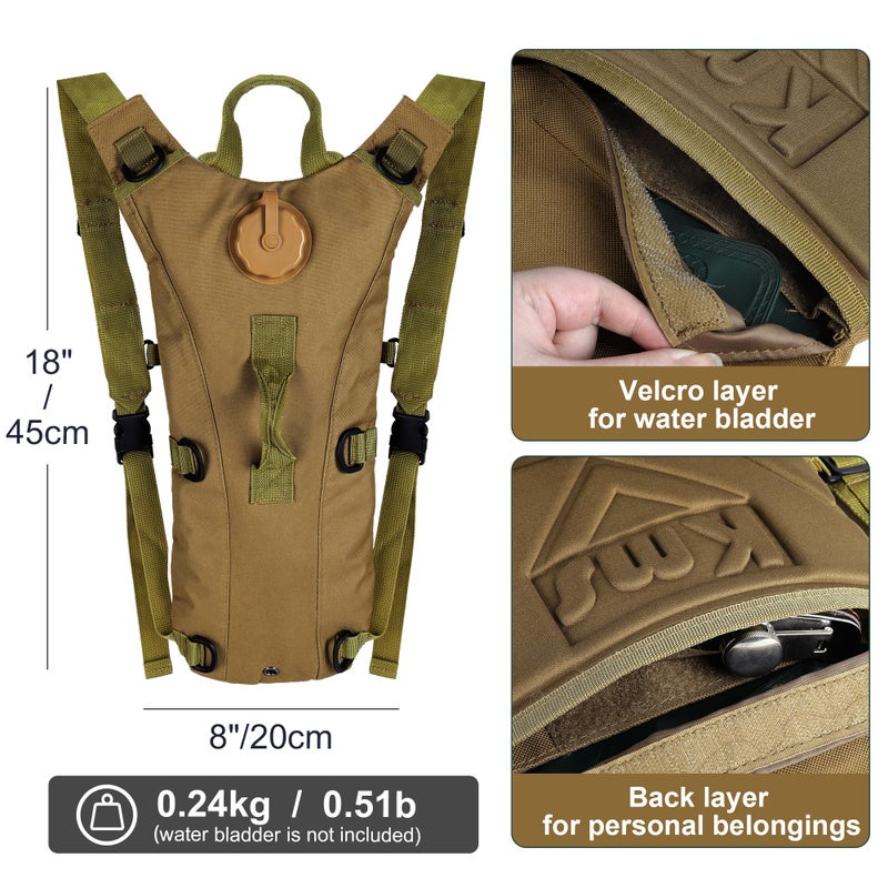 Outplea Tactical Hydration Pack Backpack with 3L Water Bladder for Men, Leakproof Military Rave Water Backpack for Running Hiking Cycling Jogging Festival, Khaki - Image 3