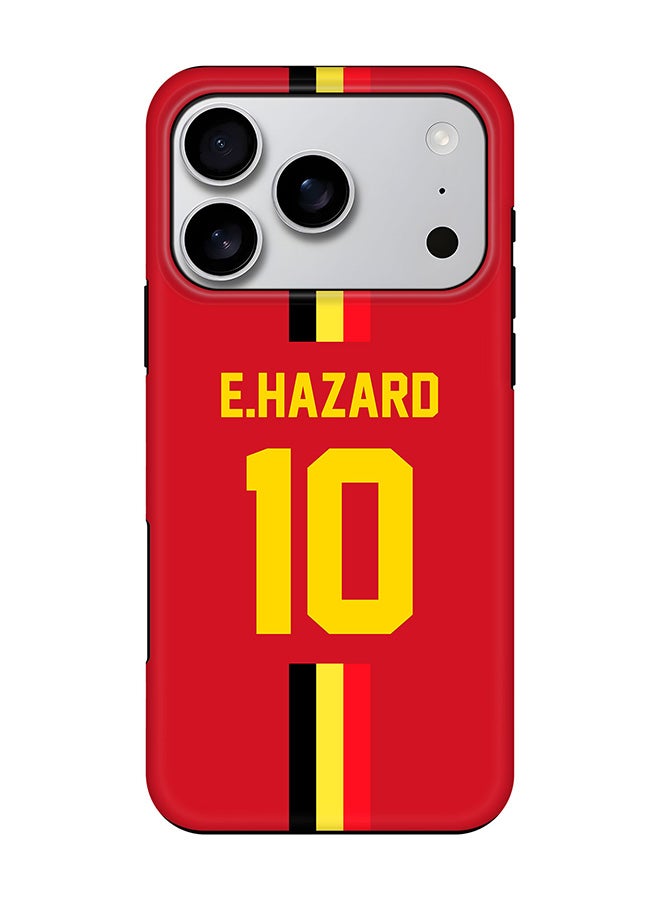 Stylizedd Tough Pro Magnetic Case for iPhone 17 Pro, Dual Layer hybrid PC + TPU Mobile Cover Matte - Football - Belgium,  E.Hazard