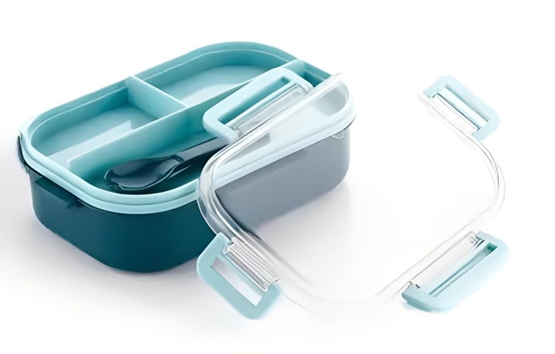 Puno Premium 3-Compartment Carry Fresh Lunch Box | Leak-Proof, BPA-Free Tiffin for Office & School | Includes Spoon & Airtight Lock Lid 1 Pcs - Image 5