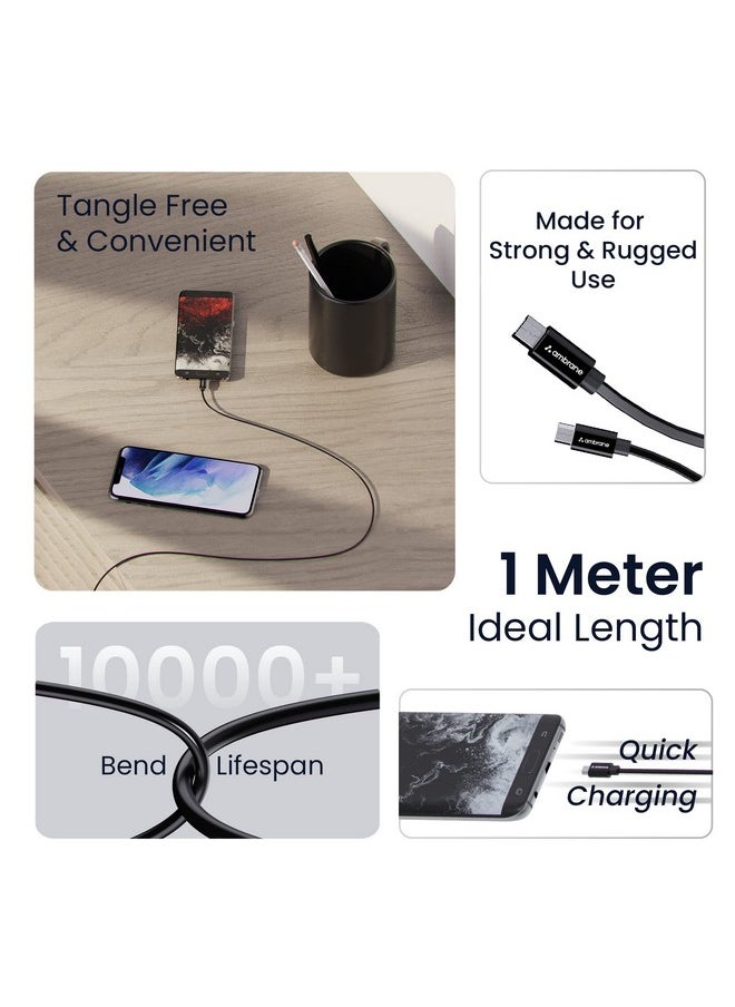 AMBRANE - Ambrane 2.4A Fast Charging Output Cable with Micro to USB for Mobile, Neckband, True Wireless Earphone Charging, 480mbps Data Sync Speed, 1m Length (ACM - AZ1, Black) - Image 1
