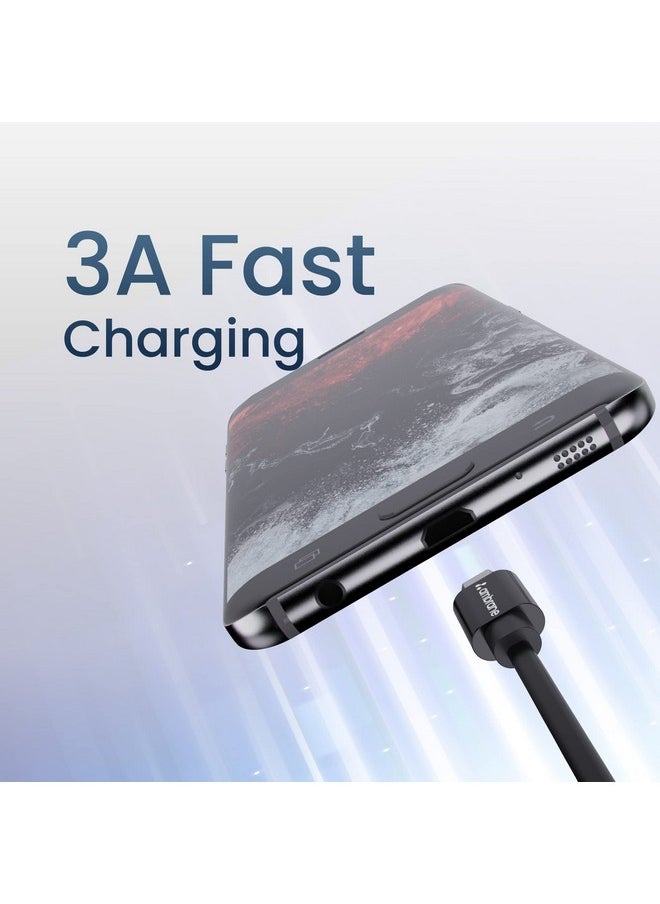AMBRANE - Ambrane 2.4A Fast Charging Output Cable with Micro to USB for Mobile, Neckband, True Wireless Earphone Charging, 480mbps Data Sync Speed, 1m Length (ACM - AZ1, Black) - Image 1