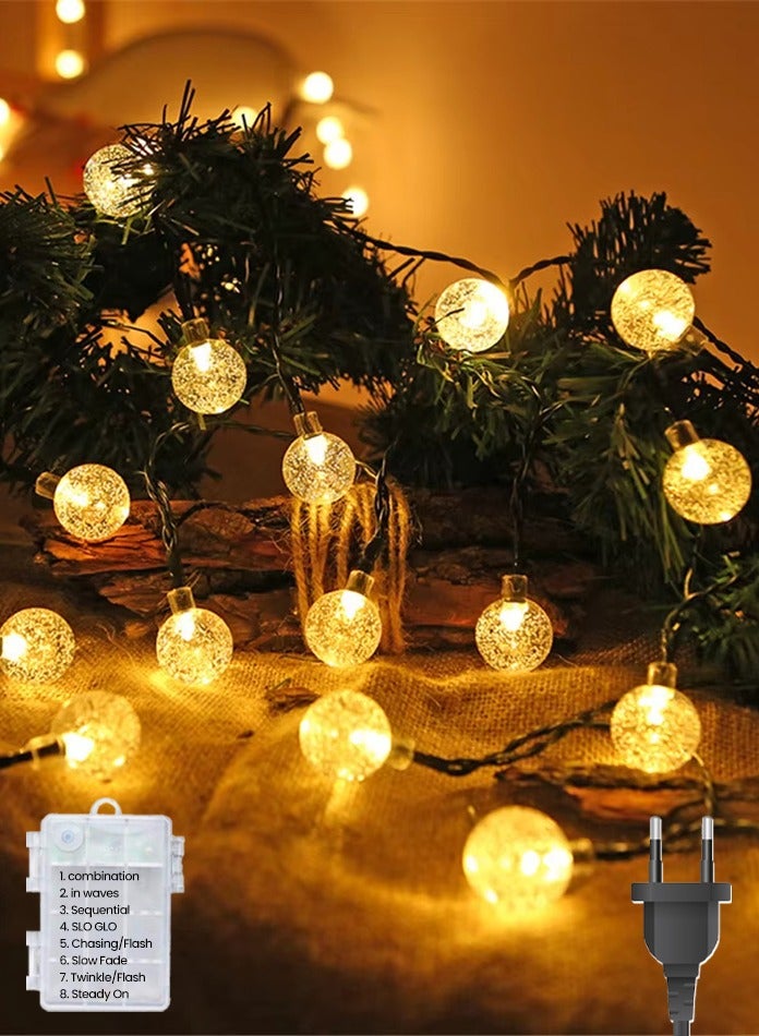 MODI 50 Meter 360LED Outdoor Warm Color Ball String Lights with 8 Lighting Modes - Black Wire, 20W IP44 Waterproof Warm White Crystal  – Diwali Decor Lights - Image 1