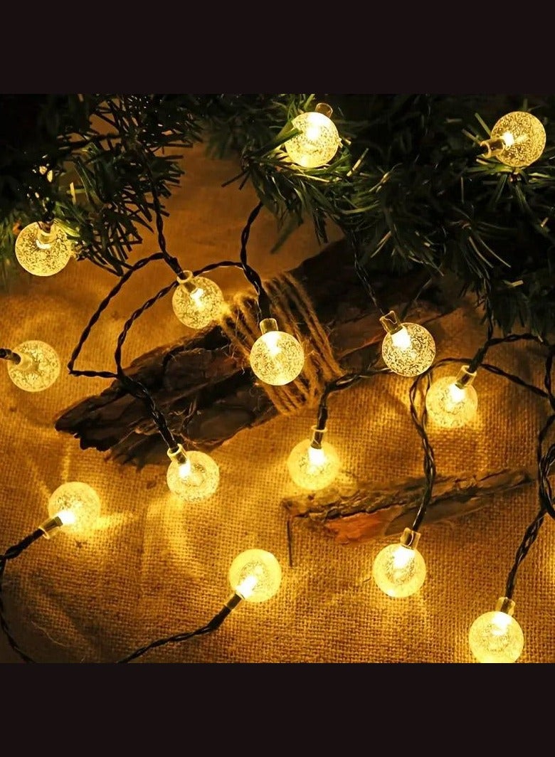 مودي سلسلة أضواء زينة خارجية بطول 50 مترًا، مزودة بـ 360 مصباح LED، بألوان دافئة، و8 أوضاع إضاءة - سلك أسود، 20 واط، مقاومة للماء بمعيار IP44، كريستال أبيض دافئ - أضواء زينة ديوالي - Image 3