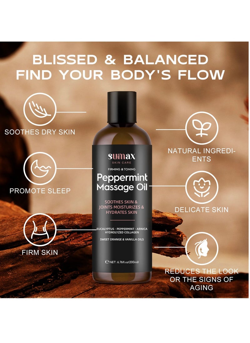 SUMAX - peppermint massage oil soothes skin joints moisturizes hydrates skin 200ml - Image 1