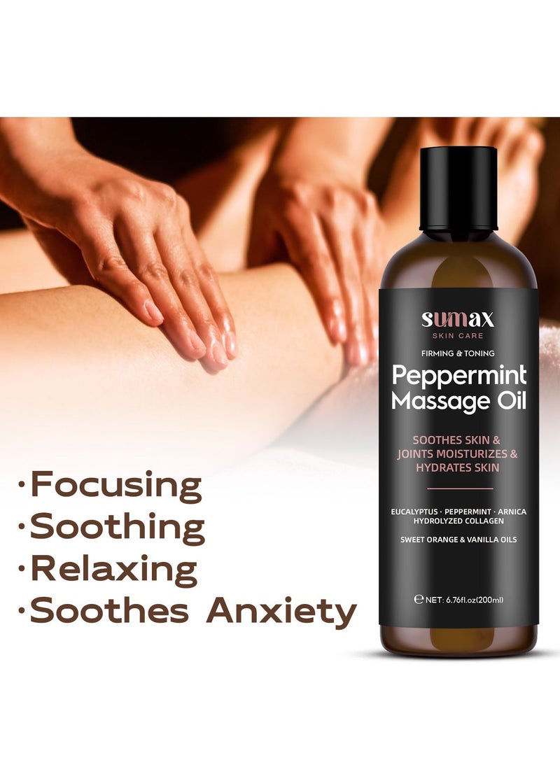SUMAX - peppermint massage oil soothes skin joints moisturizes hydrates skin 200ml - Image 1