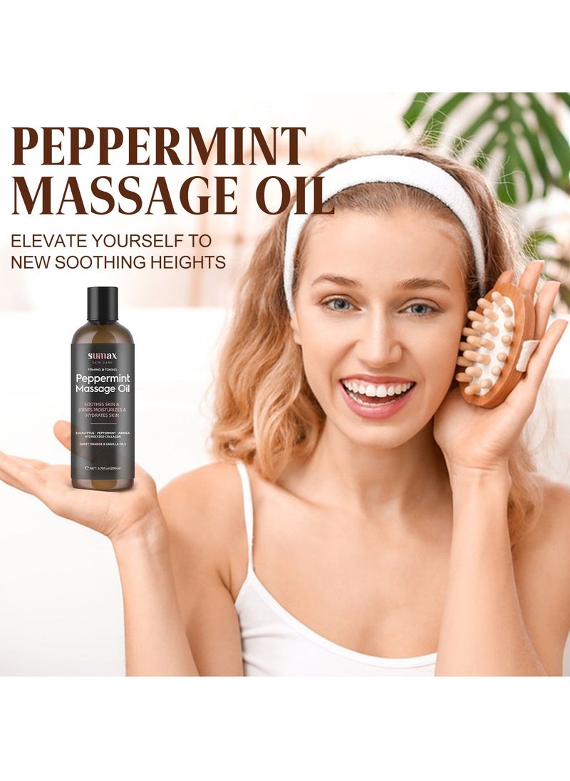 SUMAX - peppermint massage oil soothes skin joints moisturizes hydrates skin 200ml - Image 1