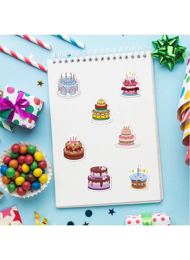 ORAINBOW 50Pcs Happy Birthday Cake Stickers for Kids Teens Vinyl Waterproof Cute Birthday Party Cake Stickers for Water Bottles Cartoon Happy Birthday Stickers for Gift Laptop Journaling - Image 5