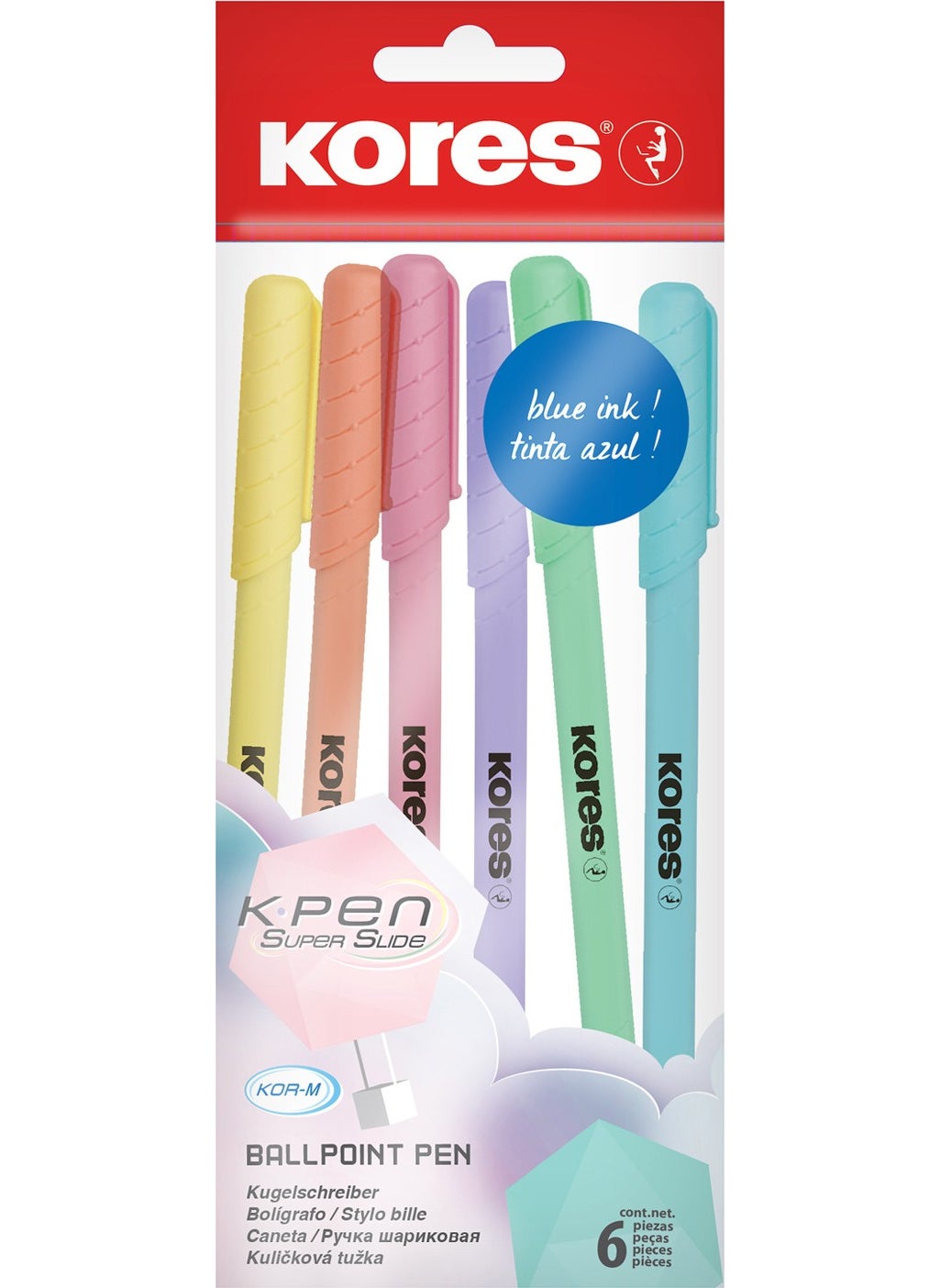 Kores K0R-M Pastel 6-Piece Ballpoint Pen Set 