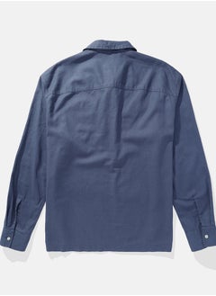 American Eagle Long-Sleeve Linen-Blend Popover Shirt  - Image 3
