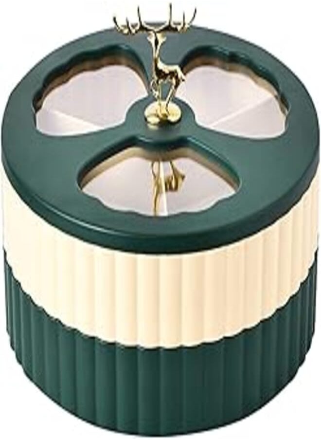 Hovico - Hovico Candy Snack Serving Container, Rotating snack box, Double-Deck Divided Snack Platter for Nut Food Storage Organizer, Party Platter (B) - Image 1
