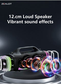 Zealot ZEALOT S79 100W Bluetooth Portable Speaker, 24000mAh Battery, Booming Bass, 3D Loud Stereo Subwoofer Waterproof IPX6, RGB Light, Compatible with TF Card/USB/AUX/TWS Speakers  - Image 4