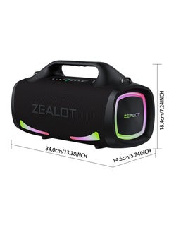 Zealot ZEALOT S79 100W Bluetooth Portable Speaker, 24000mAh Battery, Booming Bass, 3D Loud Stereo Subwoofer Waterproof IPX6, RGB Light, Compatible with TF Card/USB/AUX/TWS Speakers  - Image 3