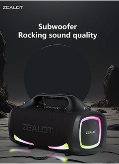 Zealot ZEALOT S79 100W Bluetooth Portable Speaker, 24000mAh Battery, Booming Bass, 3D Loud Stereo Subwoofer Waterproof IPX6, RGB Light, Compatible with TF Card/USB/AUX/TWS Speakers  - Image 5