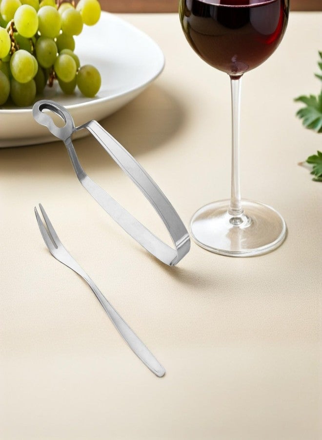 STOBAZA طقم أدوات مائدة مكون من 4 قطع على شكل حلزون مخبوز، يتضمن شوكتين صغيرتين، ملقط خبز، ملقط لقطف الحلزون، ملقط حلزون عملي، مصنوع من الفولاذ المقاوم للصدأ الفضي من ستوبازا. - Image 5