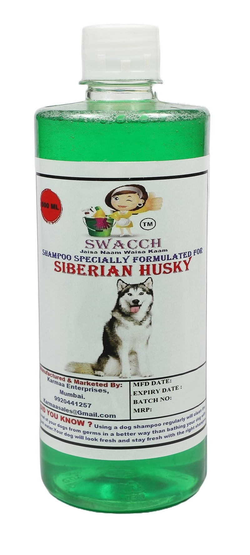 swacch Shampoo | Puppy Safe Shampoo | PH Balanced | Ditch to Itch for Siberian Husky Dog Shampoo 500ml (Neem Alovera) + Spike Ball Chew Toy Combo Pack - Image 2