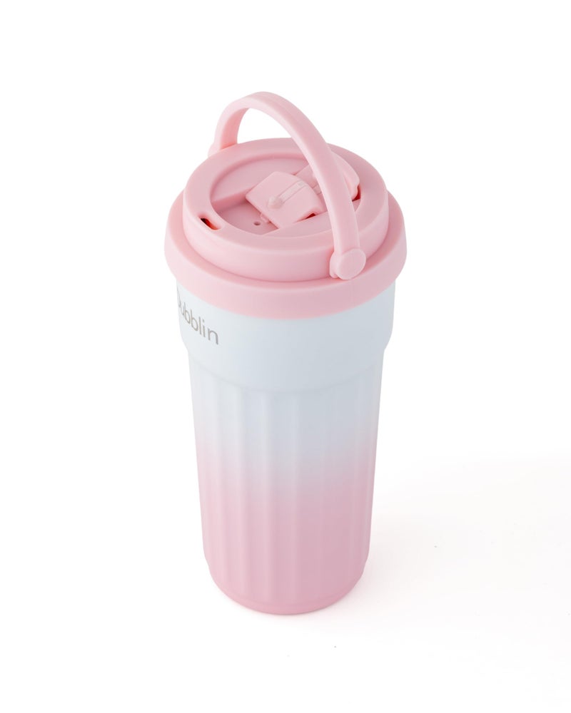DUBBLIN Brew Stainless Steel Tea & Coffee Mug | Double Wall Vacuum Insulated Travel Mug | Wide Mouth Tumbler Thermo Flask | Keeps Hot up to 6 Hrs & Cold up to 12 Hrs | 480ML-Pink - Image 1