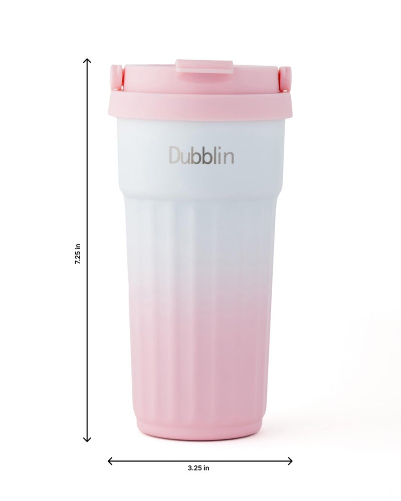DUBBLIN Brew Stainless Steel Tea & Coffee Mug | Double Wall Vacuum Insulated Travel Mug | Wide Mouth Tumbler Thermo Flask | Keeps Hot up to 6 Hrs & Cold up to 12 Hrs | 480ML-Pink - Image 3