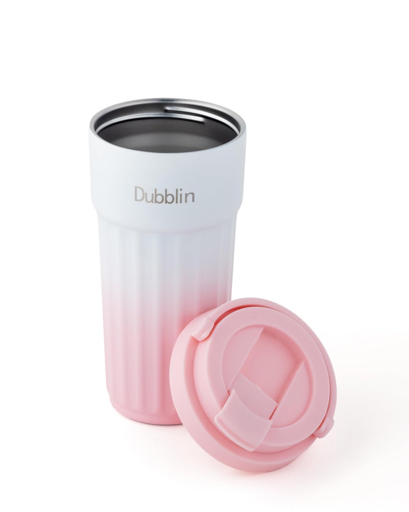 DUBBLIN Brew Stainless Steel Tea & Coffee Mug | Double Wall Vacuum Insulated Travel Mug | Wide Mouth Tumbler Thermo Flask | Keeps Hot up to 6 Hrs & Cold up to 12 Hrs | 480ML-Pink - Image 2