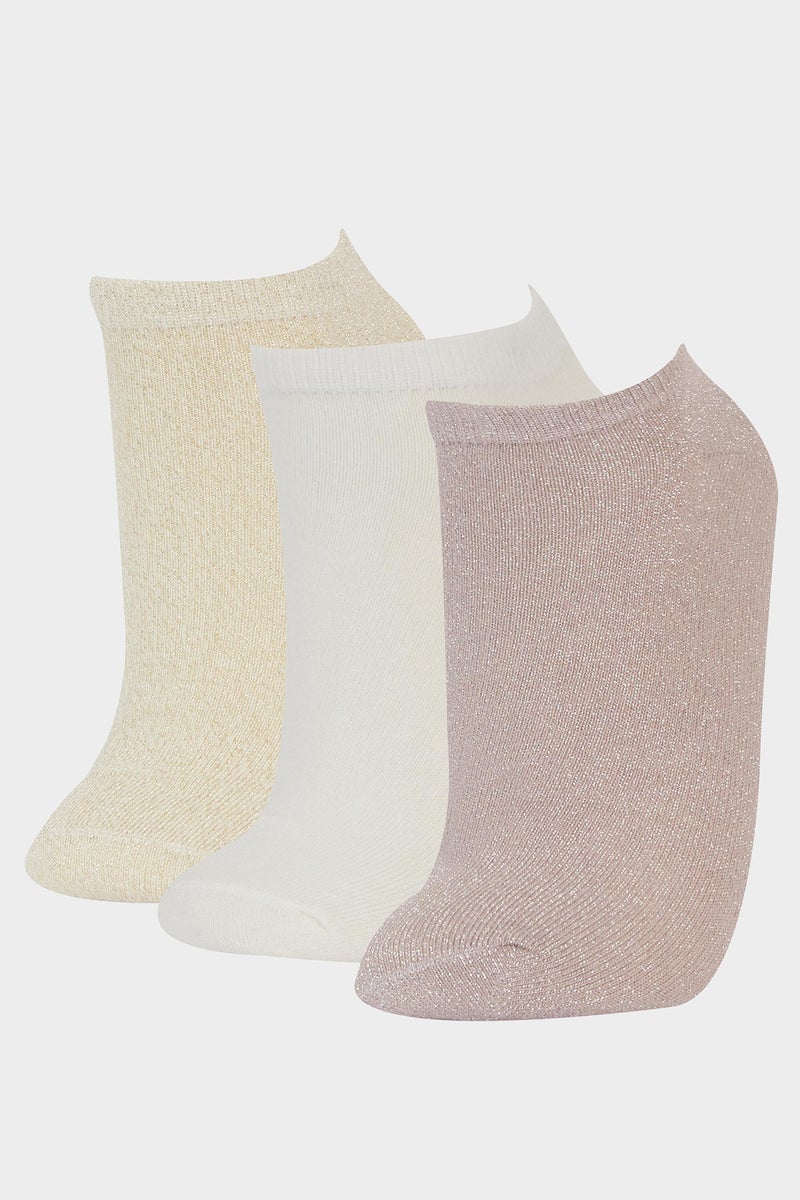 DeFacto Multicolour Woman Woman 3 Piece Cotton Ankle Socks Casual - Image 1