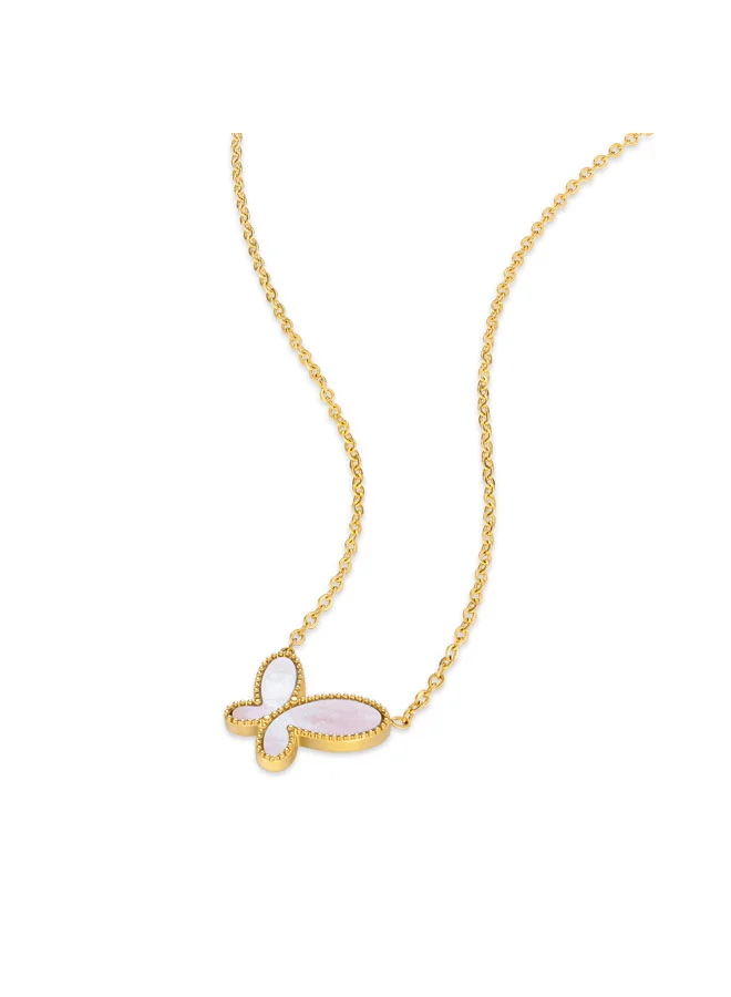 بوليس قلادة فراشة ذهبية وردية من الكيمانا للنساء