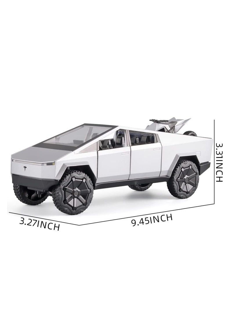CHE ZHI 1:24 Tesla Cyber Truck Diecast Metal Model Toy Car, with Sound and Light, Pull Back, Suitable for Children and Adults  - Image 2