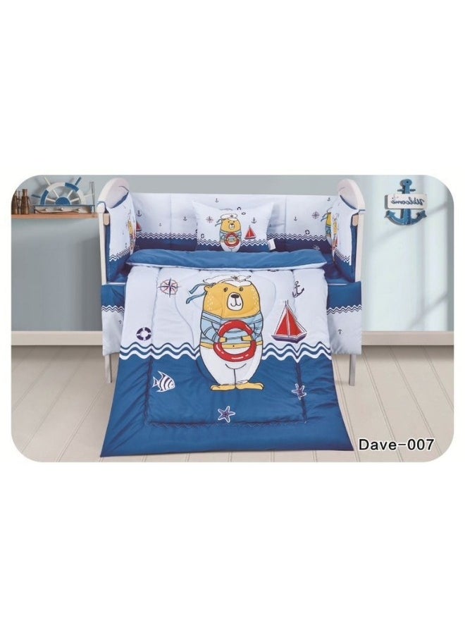 سمارت هوم طقم مفارش سرير أطفال ، مفرش حواجز طقم مكون من لحاف اطفال مقاس 90X145 سم شرشف مطاط 110X160 سم مخده مقاس 35X45 سم حواجز مقاس 33X130 سم حواجز مقاس 33X330 سم  - Image 2