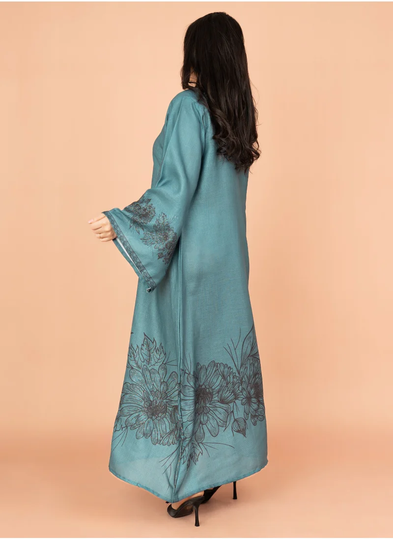 IKKXA Embellished Floral Touch Solid Jalabiya IN1024