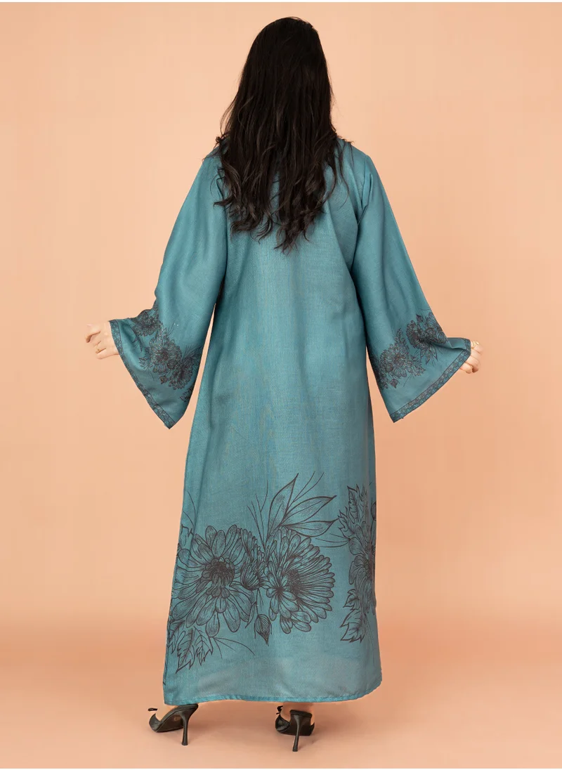 IKKXA Embellished Floral Touch Solid Jalabiya IN1024