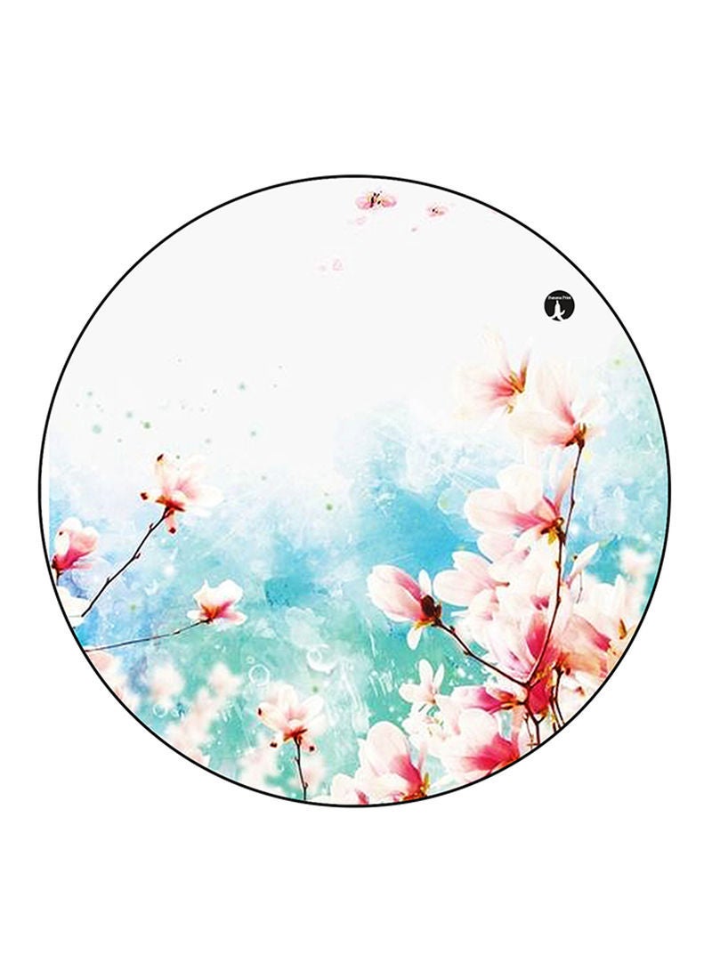 RKN Flowers Printed Mouse Pad  Round  Multicolour