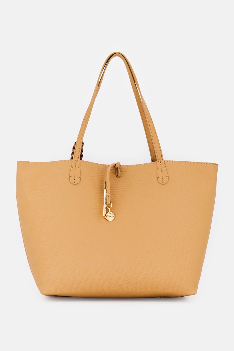 SISLEY Women 2 Pieces Brand Logo Tote Bag Set, Tan - Image 4