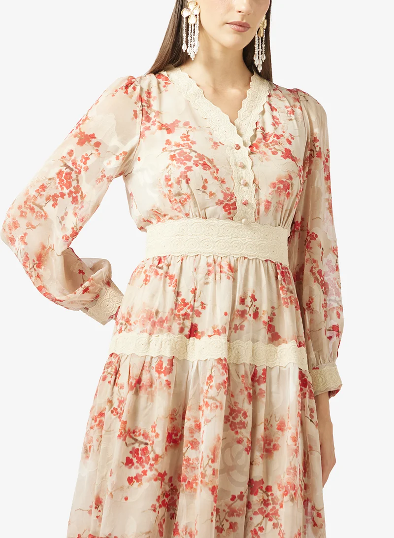 Khizana  Printed Teired Dress for Women | Best Price UAE