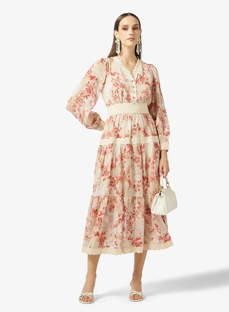 Khizana  Printed Teired Dress for Women | Best Price UAE