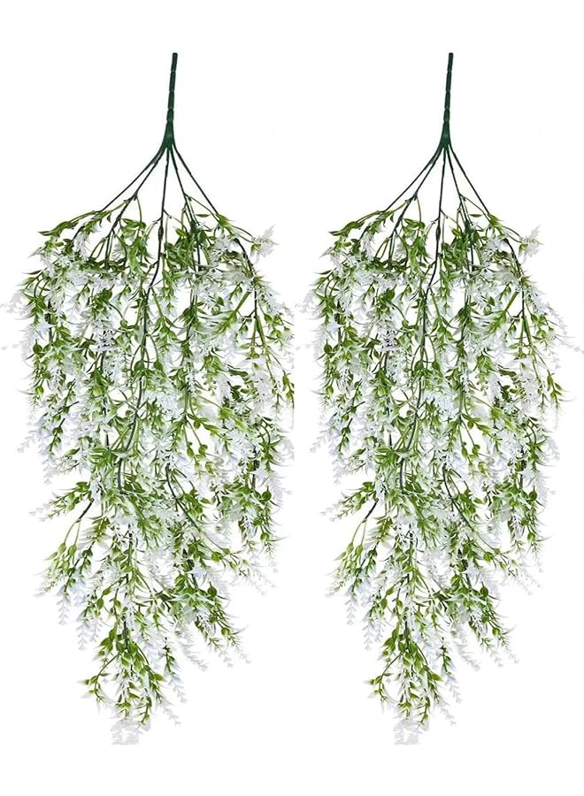 erorex Sm7002 5 2Pcs Artificial Hanging Plants Fake Hanging Lavender Flower Simulation Fake Hanging Uv Resistant White Hanging Plants Indoor Garden Wedding Outdoor Hanging Decorations  - Image 1