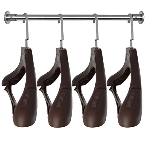 DEDU Suit Hangers for Men 15 Pack, Brown Coat Hangers Extra Wide Non Slip Width 17.7", Thick Plastic with Pants Bar & Metal Hook - Image 1