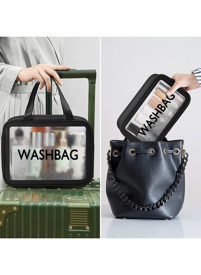 weallbuy Clear Travel Toiletry bag, 3 PCS Makeup Cosmetic Bag Transparent Travel Wash Bag for Women and Girls (Black) - Image 5