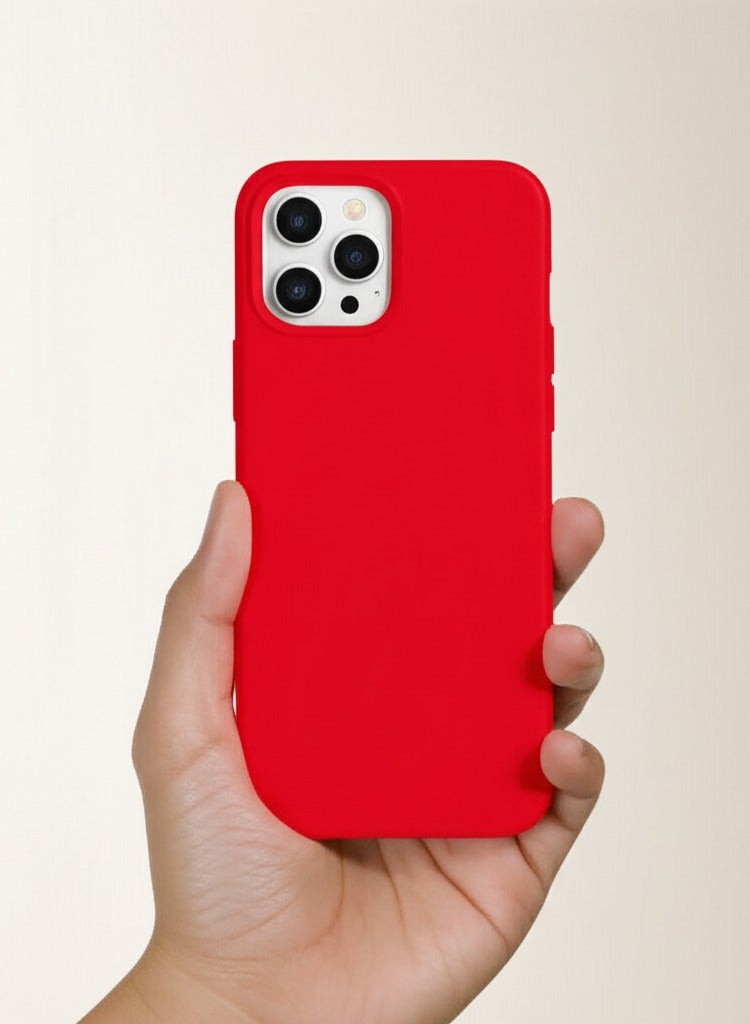 أكسسور  جراب iPhone 12 Pro Max مقاس 6.7 بوصة - غطاء سيليكون أحمر ناعم الملمس مقاوم للصدمات، نحيف، مقاوم للخدش، جراب حماية متين لهاتف Apple iPhone 12 Pro Max - Image 2