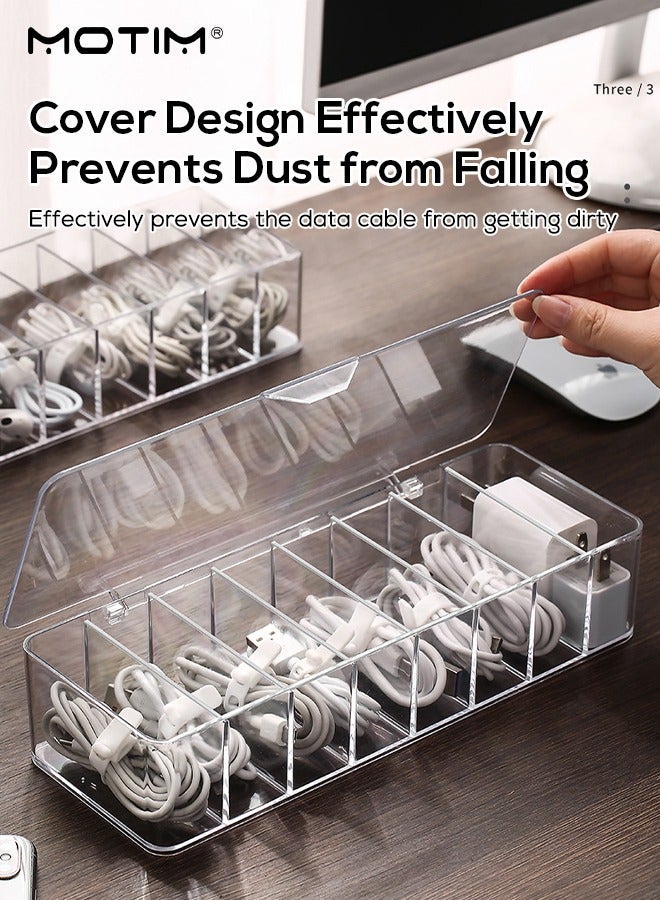 موتيم صندوق إدارة الكابلات الإلكترونية المكتبي، منظم كابلات الشاحن، منظم إدارة شاحن MacBook، الكابلات، بنك الطاقة، القرص الصلب، والمزيد، مثالي للمكتب والمنزل - Image 2