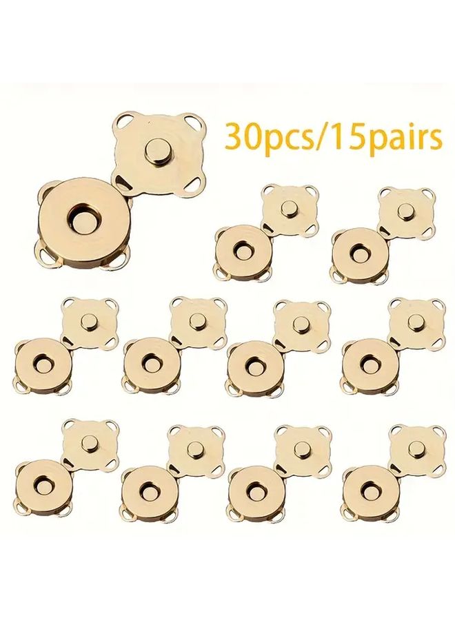 30pcs Brown 14mm Suede Stitch Magnetic Buckle Buttons Brushed Metal Finish for Handbags Clothing Crafts - Image 2