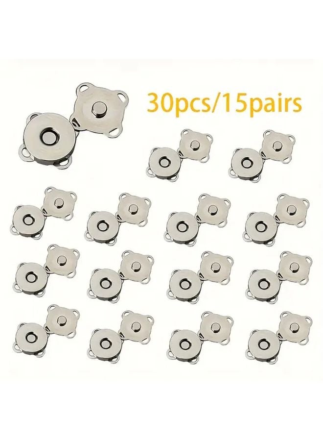 30pcs Brown 14mm Suede Stitch Magnetic Buckle Buttons Brushed Metal Finish for Handbags Clothing Crafts - Image 3