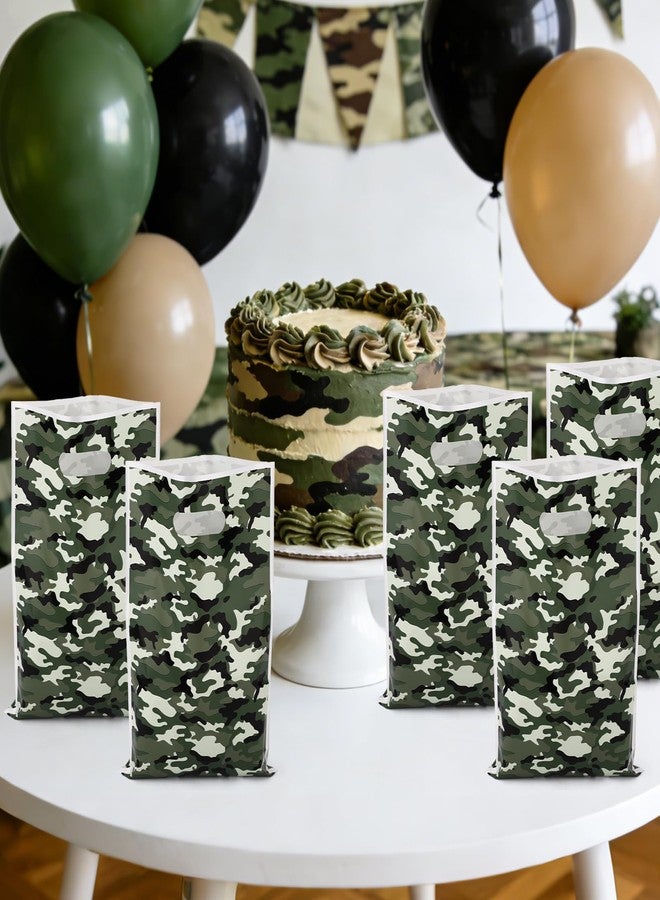 Penitue 50pcs Camo Party Gift Bags, 25x17cm/9.84x6.69in Military Goodie Candy Snack Treat Bags with Handles for Army Birthday Baby Shower Party Favors & Decoration Supplies - Image 5