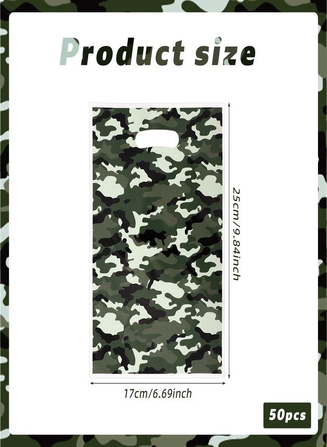 Penitue 50pcs Camo Party Gift Bags, 25x17cm/9.84x6.69in Military Goodie Candy Snack Treat Bags with Handles for Army Birthday Baby Shower Party Favors & Decoration Supplies - Image 2