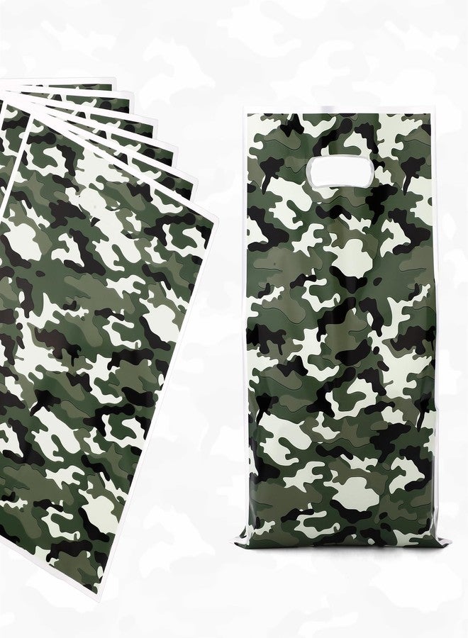 Penitue 50pcs Camo Party Gift Bags, 25x17cm/9.84x6.69in Military Goodie Candy Snack Treat Bags with Handles for Army Birthday Baby Shower Party Favors & Decoration Supplies - Image 3