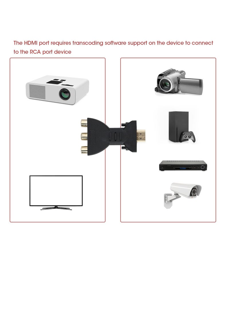 HDMI to AV Converter HDMI to 3RGA Audio Video Adapter HDMI to RCA Composite Converter Adapter Compatible with Roku Stick Support NTSC 1080P 720P for Apple TV PC Laptop Xbox DVD 2Pack - Image 4