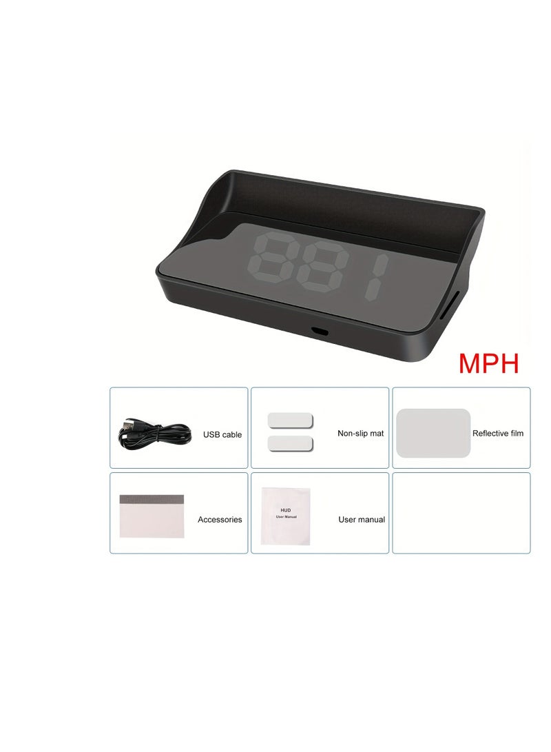 Generic HUD Head Up Display Vehicle Speed Multifunctional LCD Projection Instrument Cluster MPH Or KM/H  - Image 2
