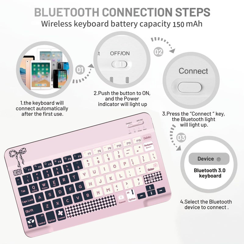 Black Compatible Case for iPad 5th 6th Gen with Detachable Keyboard and Pencil Holder - Image 5