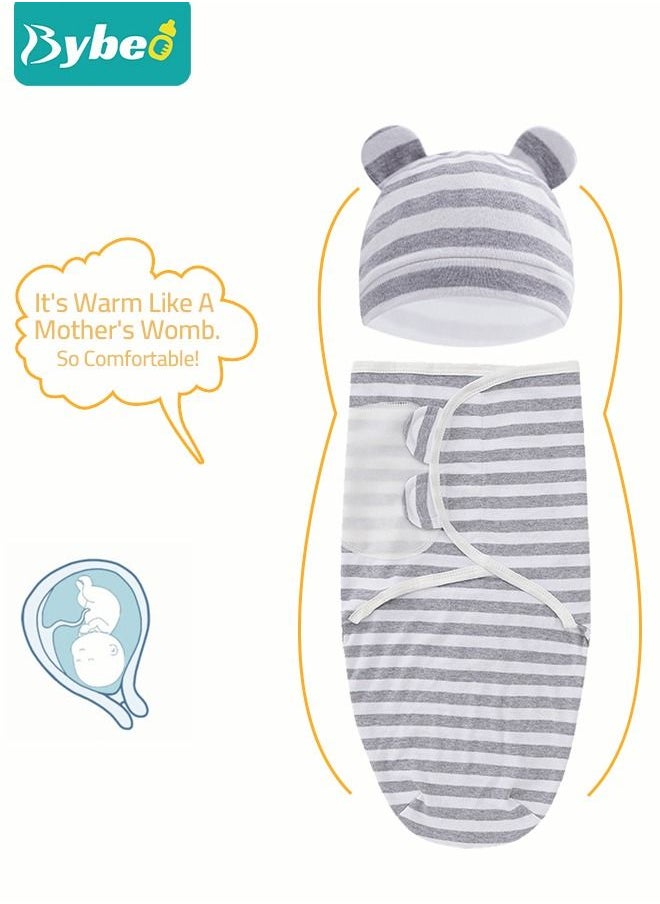Bybeo - 6 PCS Baby Swaddle Blanket Wrap Cap Set Newborn Infant Sleep Sack With Caps 100% Breathable Cotton 0-4 Month - Image 1